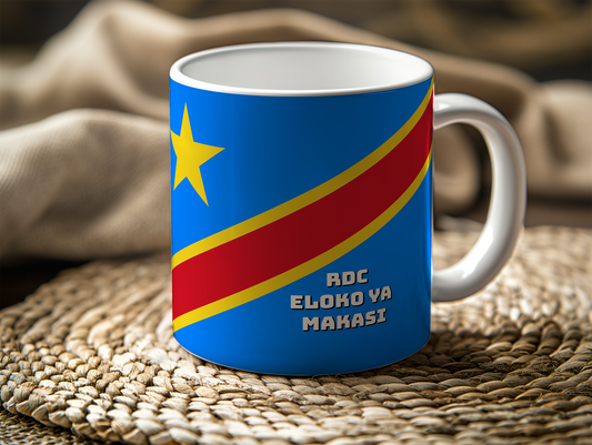 Ceramic mug - DR Congo Flag "Eloko Ya Makasi"